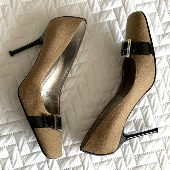 Dolce & Gabbana Vintage brown & tan wool square toe pumps, 6 - Picture 10 of 16